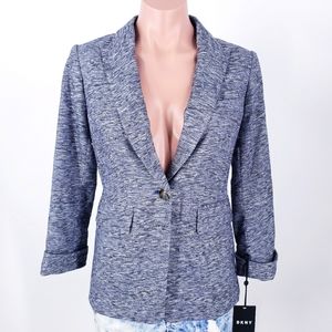 DKNY Blue White Tweed Blazer Jacket New